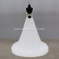 Luxury Bridal Gown Lace Sleeveless A Line Chapel Train Wedding Dresses